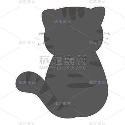 手绘-手帐风动物元素贴纸-背影