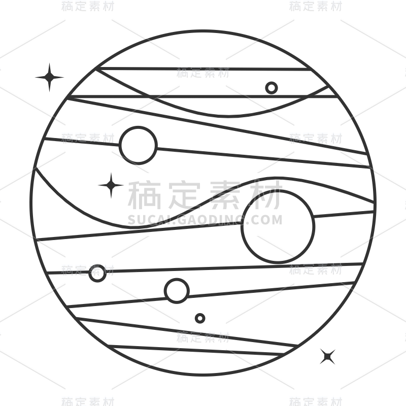 线条风-高级星球贴纸