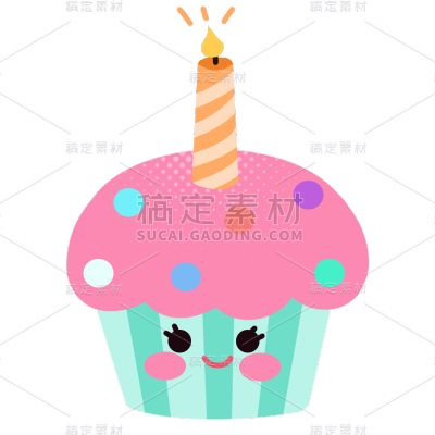 手绘-六一儿童节装饰贴纸-杯子蛋糕
