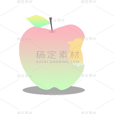 手绘-美式复古镭射贴纸-苹果