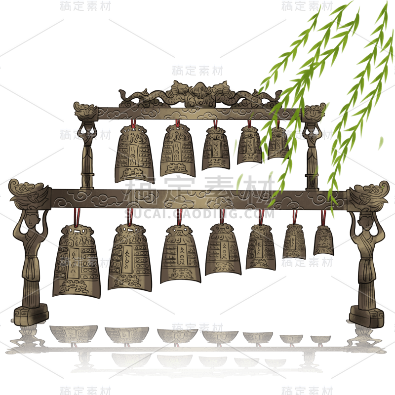手绘-古风音乐会live乐器元素-编钟