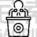 Man Talking By A Speaker