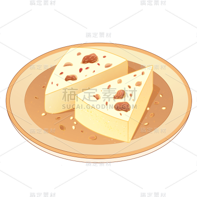 手绘-重阳节节日元素贴纸-糕点1