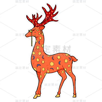 手绘-街头涂鸦动物元素-梅花鹿鹿