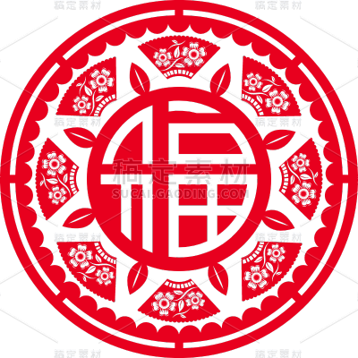 中国风窗花纹样贴纸1