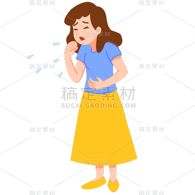 扁平-生病咳嗽人物插画10