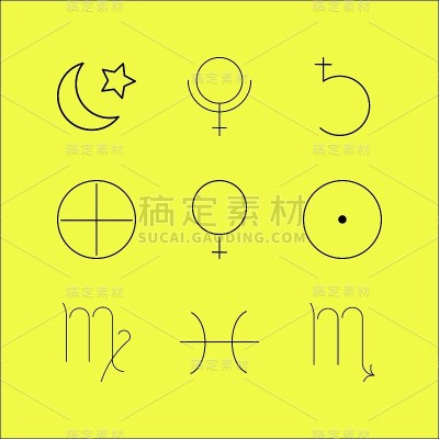占星术线性图标集