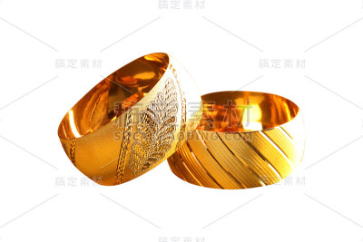 优雅的金手镯。黄色的金子。
