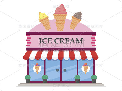 冰淇淋店图标矢量平面商店