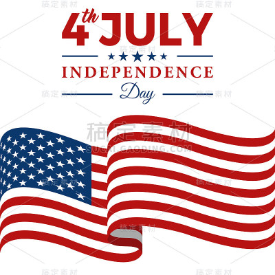现代7月4日美国独立日庆祝旗帜背景标题横幅