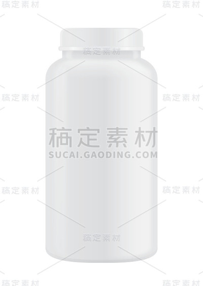 矢量白色塑料瓶螺旋盖，高，无标签上隔离。
