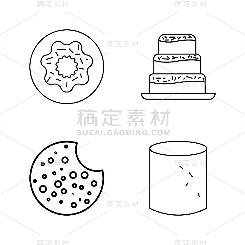 食物和饮料线性图标设置