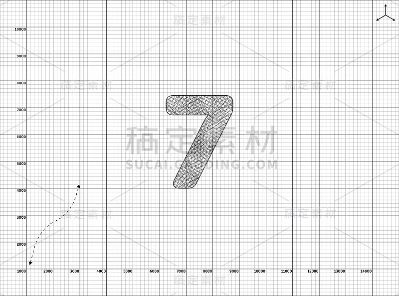 纸张艺术到7数字插图