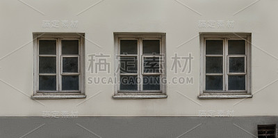 古欧洲古典建筑三窗立面