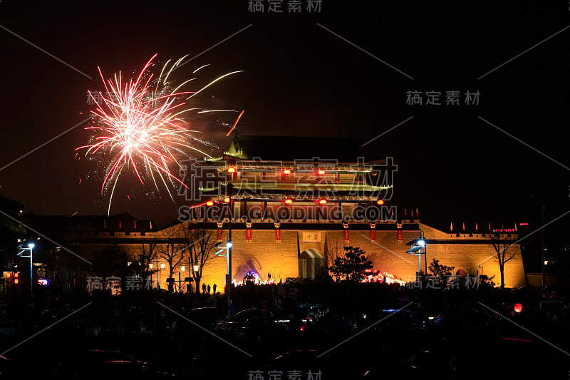 2015年3月5日，中国河北省滦县，滦州古城夜景