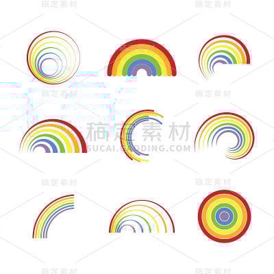 一套单色图标与不同的彩虹