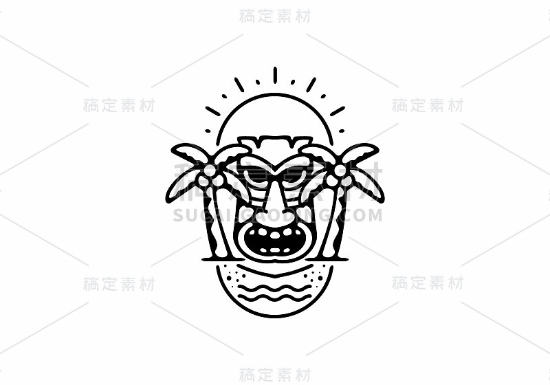 阿罗哈线艺术插图徽章设计