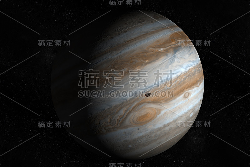 卫星木卫五，围绕木星行星运行。三维渲染