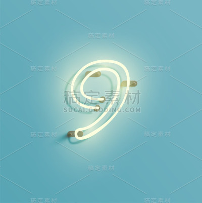 现实霓虹灯字符从字体，矢量插图