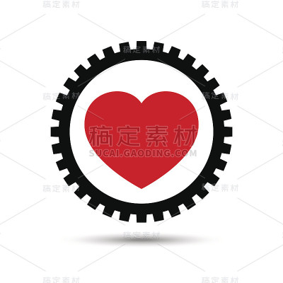 矢量爱心脏齿轮插图