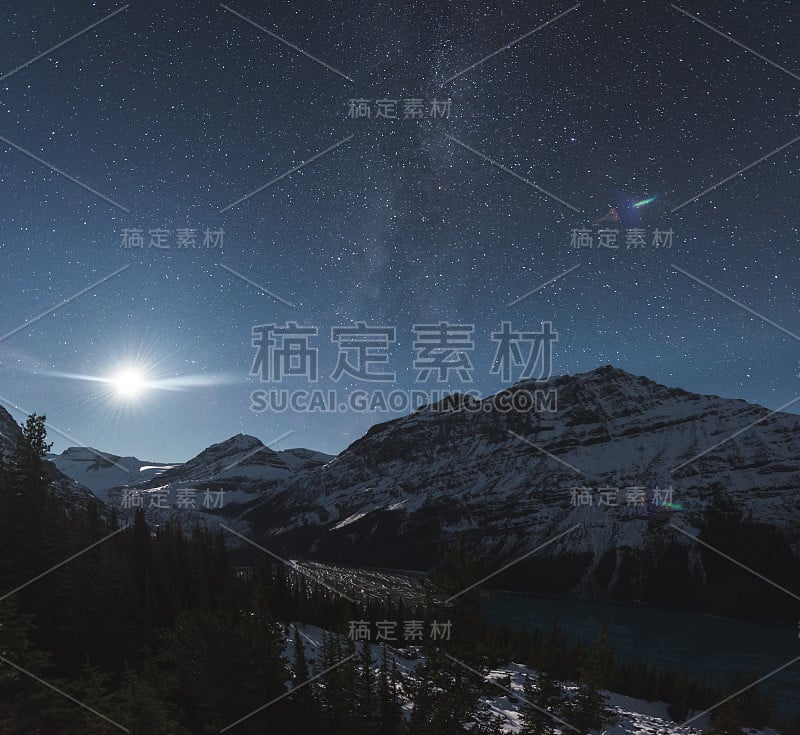 加拿大阿尔伯塔省，冰原公园路，佩托湖上的星星