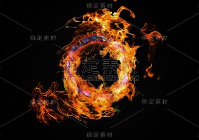 抽象的火焰环漂浮在黑暗中