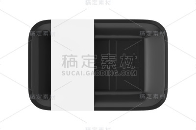 空黑色塑料食品容器托盘包装与空白标签为您的设计。3d渲染