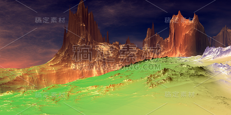 Alien Planet. Mountain. 3D rendering