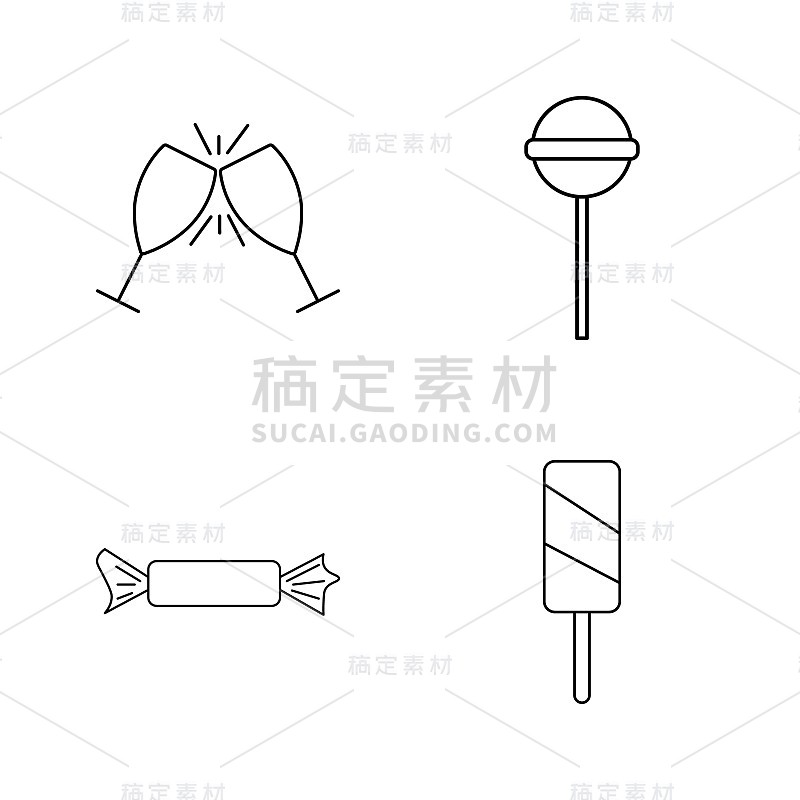 食物和饮料线性图标设置