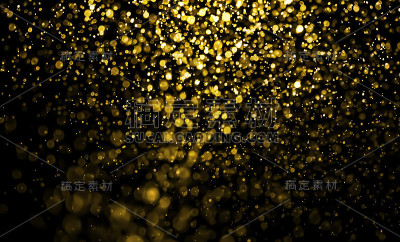 金色的散景灯在黑色的背景上