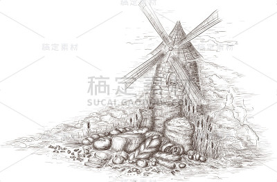 有面包和风车的静物生活