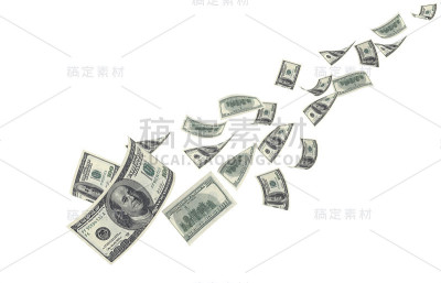 落在白色背景上的美元