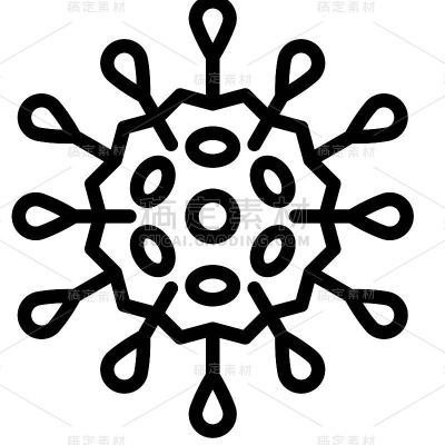 病毒或细菌矢量插图，线条样式图标