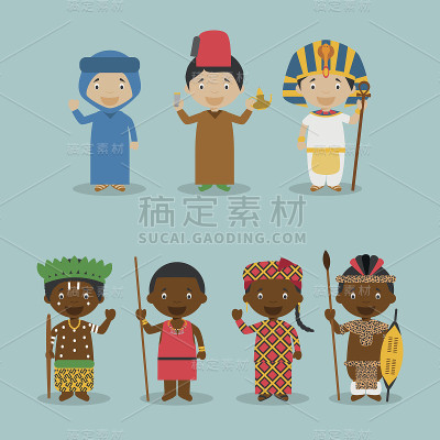儿童和国籍的世界向量组2:非洲。