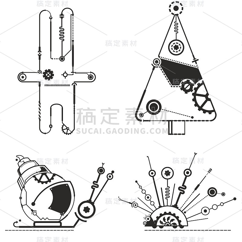 蒸汽朋克物体图形向量