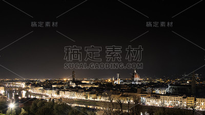 佛罗伦萨夜晚的全景