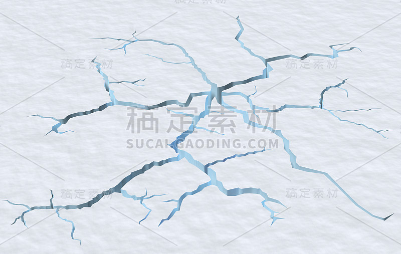 裂缝冰川雪表面的裂缝