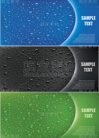 水滴在不同颜色的背景与地方的文字