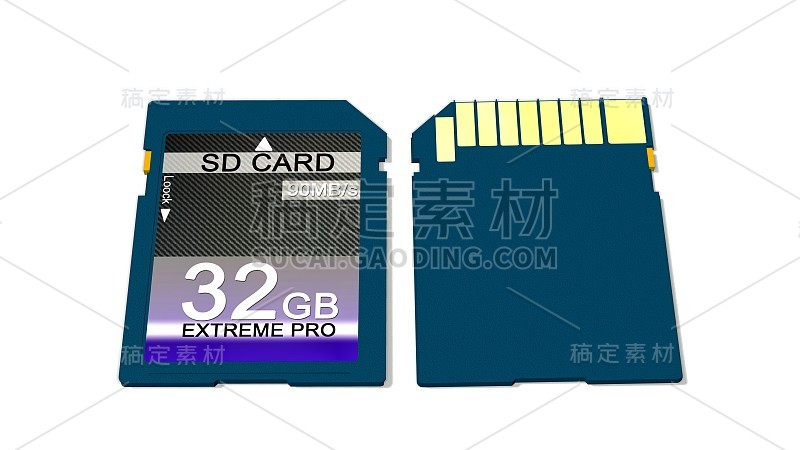 32gb SD闪存卡隔离在白色