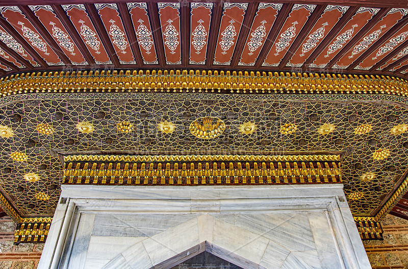 历史伊斯兰装饰，主题(Cem Sultan mausoleum,Bursa，土耳其)