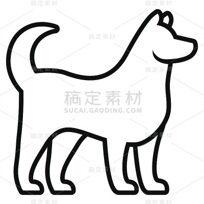 程式化的狗插图孤立在白色的背景