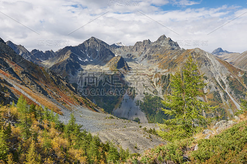 美丽的秋景，阿尔泰山俄。