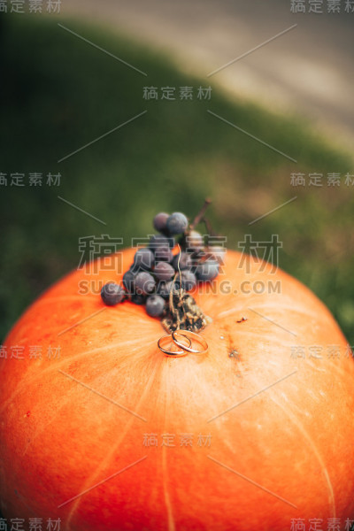 奢华的结婚戒指，旁边有时尚的装饰