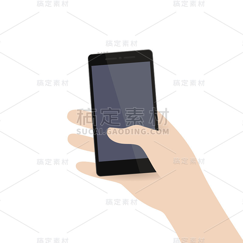 手握现代黑色逼真的彩色手机