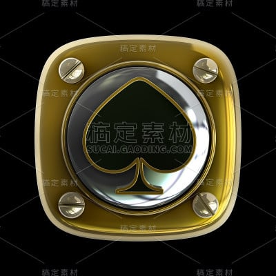 黄金收藏。卡片标志按钮分辨率高。高分辨率的三维