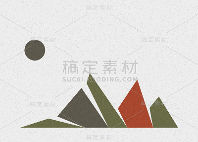 几何山脉剪影生成艺术海报插图