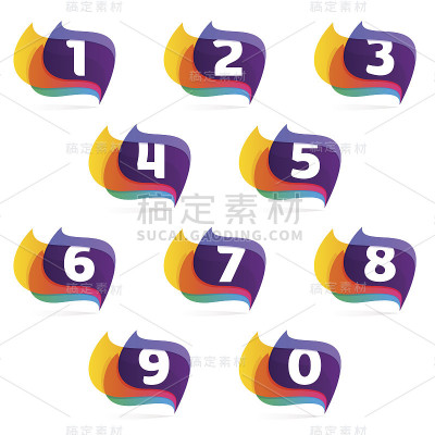 数字设置在羽毛或旗帜图标。