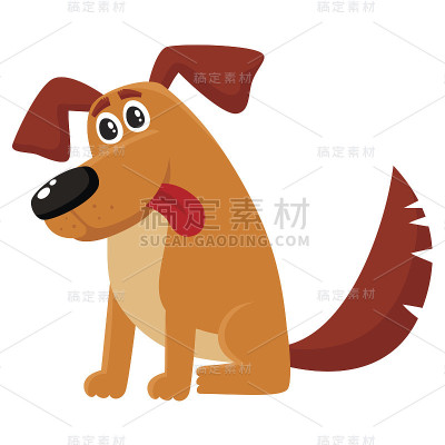 滑稽的狗狗，小狗角色，吐着舌头坐着