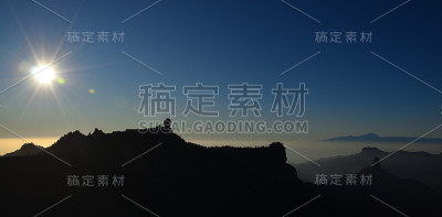 日落，加那利群岛罗克努布洛自然公园