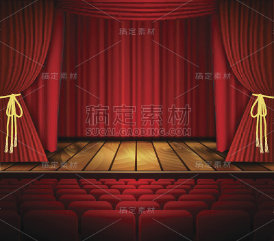 有幕布的电影或戏剧场景。